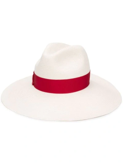 Borsalino Contrast Fedora Hat In White