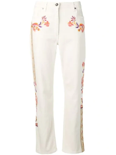 Etro Floral Embroidered Straight Jeans In White