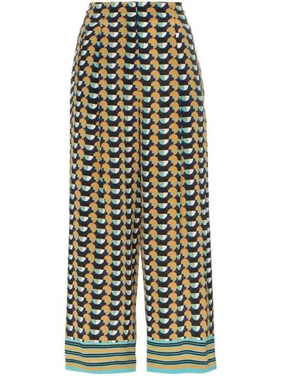 Etro Geo Print Cropped Palazzo Pants In Neutrals