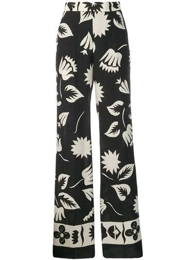 Etro Mid-rise Printed Silk Wide-leg Pants In Black