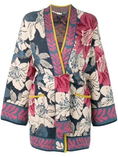 Etro Floral Print Robe Cardigan In Neutrals