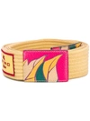 Etro Printed Woven Belt In Yellow