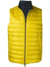 Herno Zipped Padded Gilet In Yellow