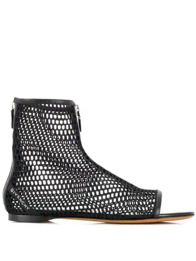 Givenchy Open Toe Ankle Boots In Black