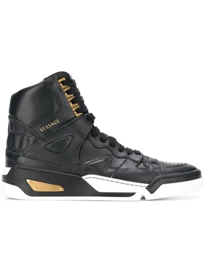 Versace Tribute Hi-top Sneakers In Black