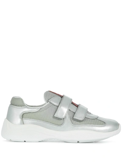 Prada Double Strap Sneakers In Silber