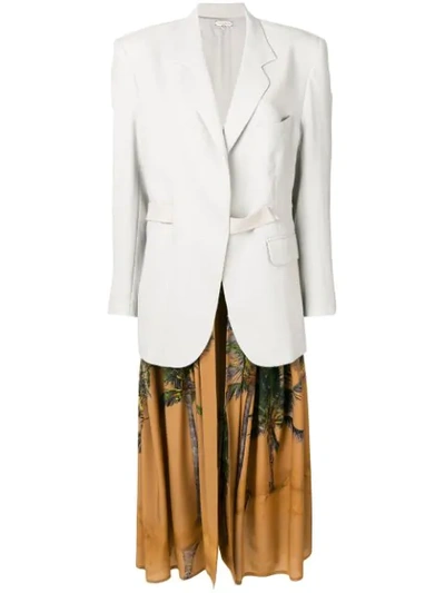 Natasha Zinko Long Tropical Detail Blazer In Grey