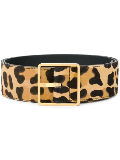 Rochas Leopard-print Calf-hair Belt In Black