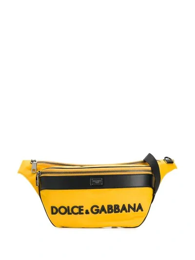 Dolce & Gabbana Oversized Logo Belt Bag In Yellow
