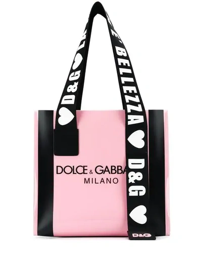 Dolce & Gabbana Logo Strap Tote Bag In Pink