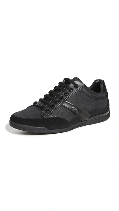 Hugo Boss Lace Up Hybrid Sneakers With Moisture Wicking Lining In Dark Blue  | ModeSens
