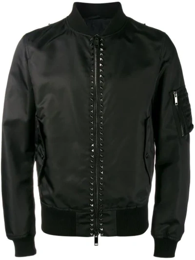 Valentino Rockstud Untitled Bomber Jacket In Black