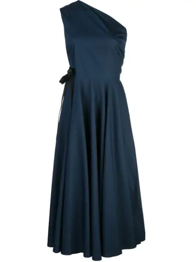 Rosetta Getty One-shoulder Cotton Wrap Dress In Blue