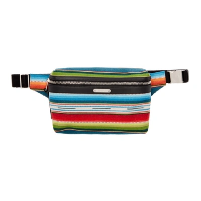 Saint Laurent Multicolor Stripe Wool Blend Belt Bag In 8477 Print