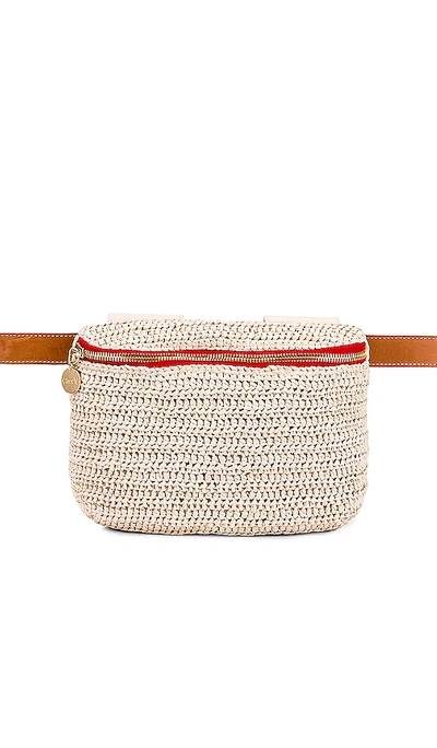 Clare V Perforated Leather Fanny Pack - White In Cream