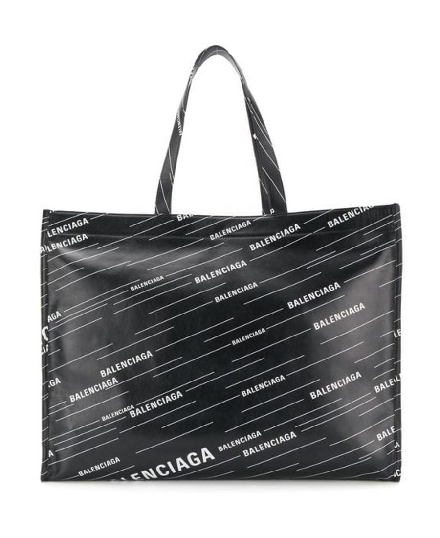 Balenciaga 黑色logo印花手提包 In Neutrals | ModeSens