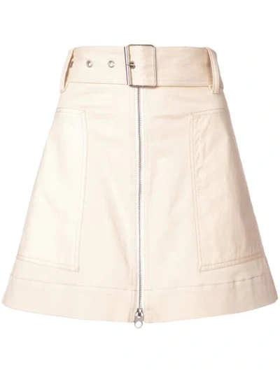 Proenza Schouler Pswl Belted Zip Skirt In White