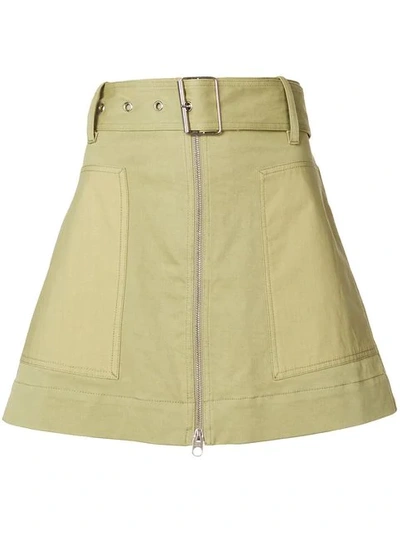 Proenza Schouler Pswl Belted Zip Skirt In Green