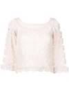 Alberta Ferretti Sheer Knitted Blouse In Pink