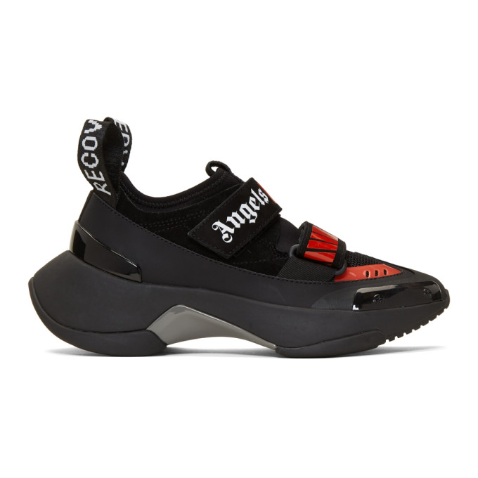 Palm Angels Black Recovery Sneakers In Black/red | ModeSens