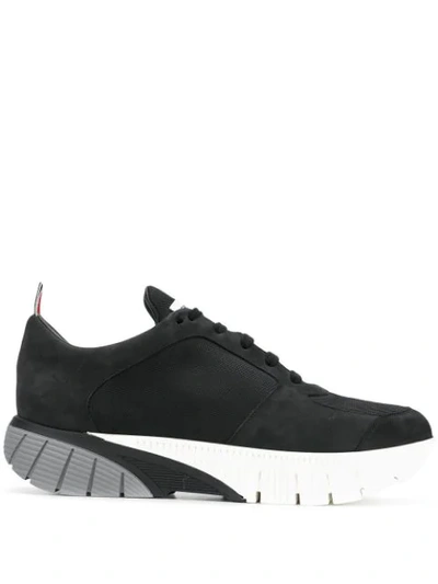 Thom Browne Raised Rubber Sole Running Shoe In Black