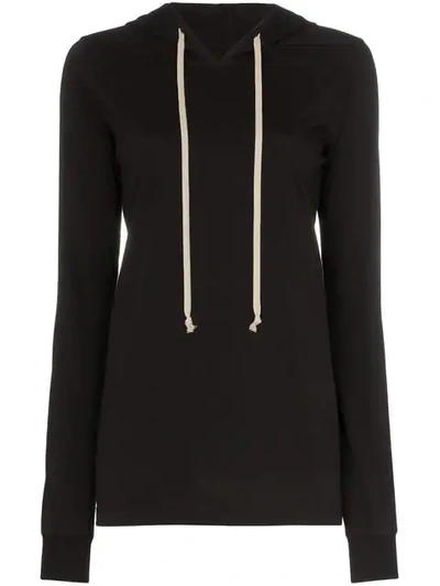 Rick Owens Babel Hooded Cotton T In Black
