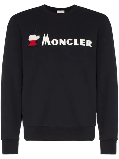 Moncler Logo Print Sweatshirt In 778  Blue