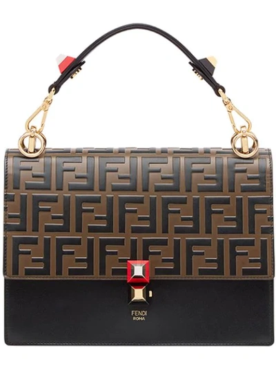 Fendi Black And Brown Kan I Shoulder Bag