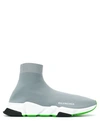 Balenciaga Men's Speed Mid-top Trainer Sock Sneakers In Gray