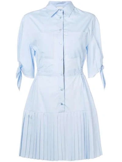 Pinko Pleated Shirt Dress In Blue