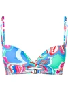 Emilio Pucci Printed Bikini Top In Blue