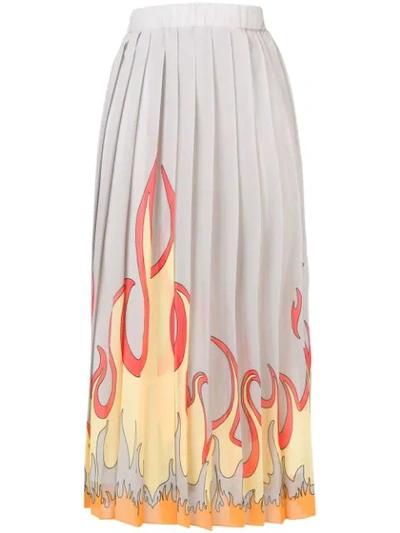 Ultràchic Flame Print Pleated Skirt In Neutrals