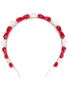 Simone Rocha Crystal And Faux Pearl Headband In Red