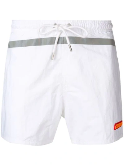 Heron Preston Reflective-stripe Swim Shorts In White