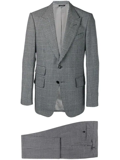 Tom Ford Houndstooth Two-piece Suit In Grey