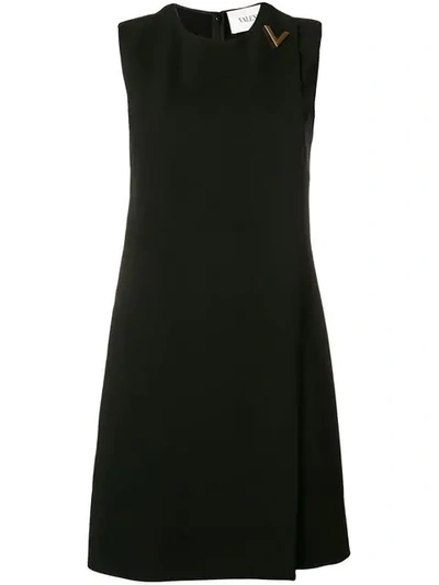 Valentino Logo Plaque Dress In Black