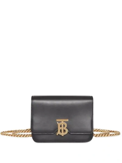 Burberry Leather Belted Tb Bag In Black
