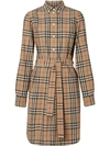 Burberry Grosgrain-trimmed Checked Cotton-poplin Dress In Brown