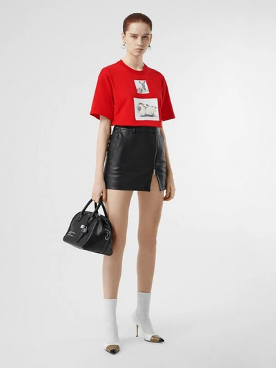 Burberry Oversized Printed Cotton-jersey T-shirt In Bright Red