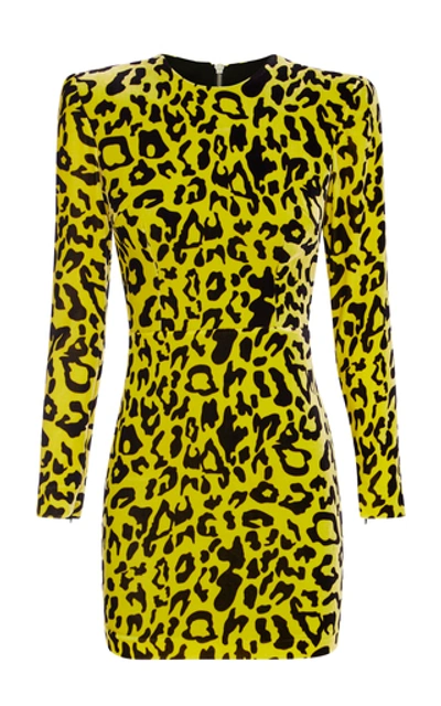 Alex Perry Jax Leopard Print Velvet Mini Dress In Animal