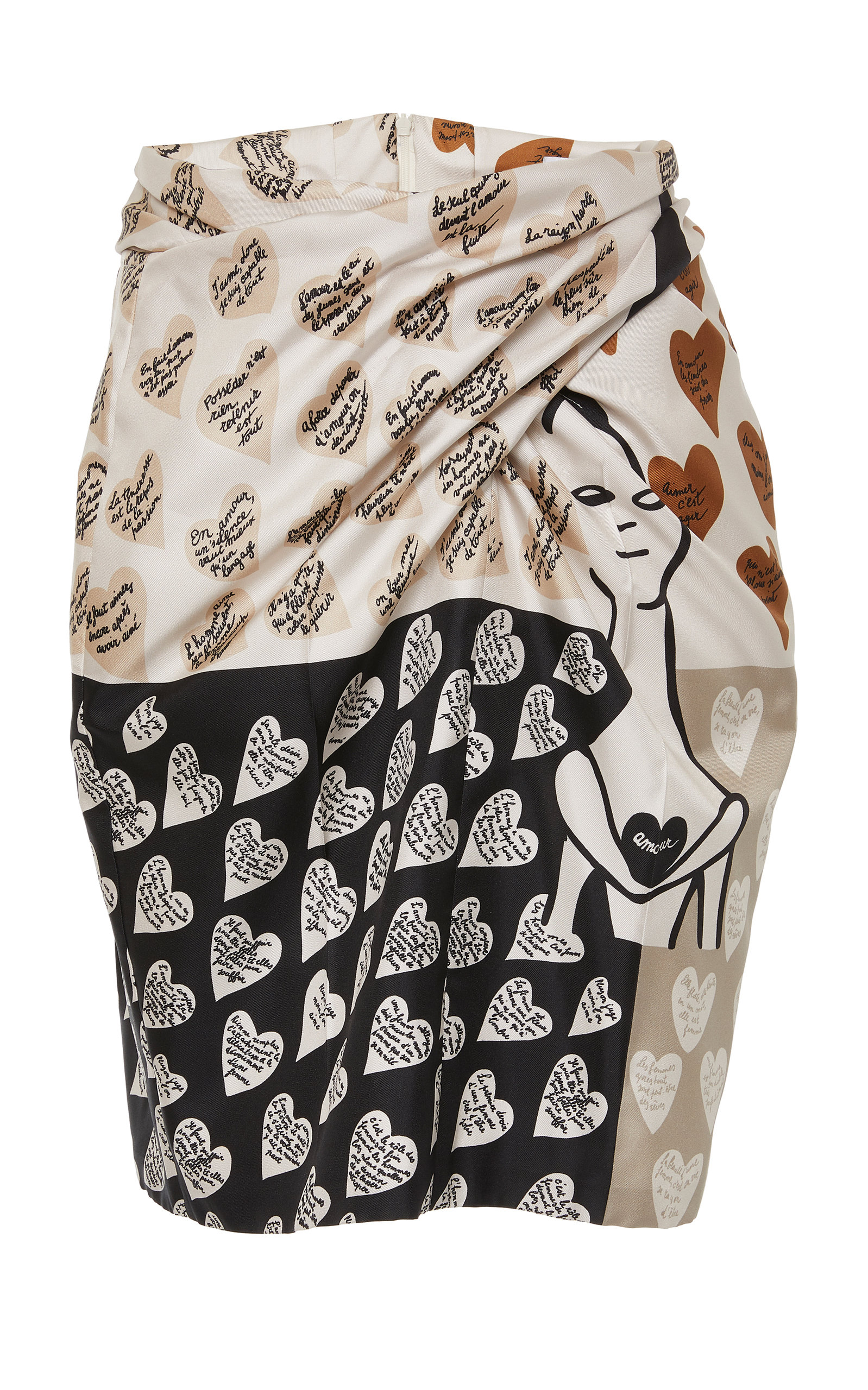 Max Mara Oidio Sketch Printed Silk Satin Skirt In Multi | ModeSens