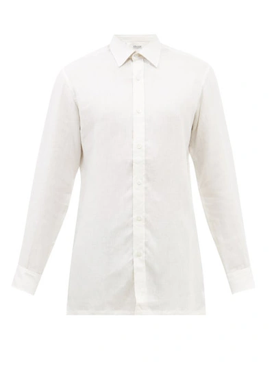 Charvet Semi-spread Collar Linen Shirt In White