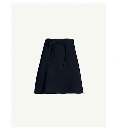 Claudie Pierlot Seya Waist-tie Crepe Skirt In Navy