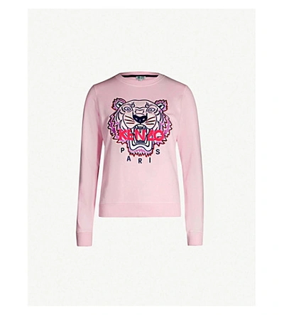 Kenzo Tiger-embroidered Cotton-jersey Sweatshirt In Pink