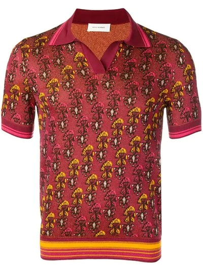Wales Bonner Jacquard Polo Shirt In Red