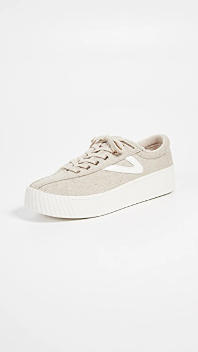 Tretorn Nylite Bold Platform Classic Sneakers In Sand/vintage White