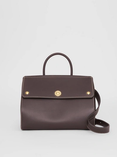 Burberry Small Leather Elizabeth Bag In Coffee