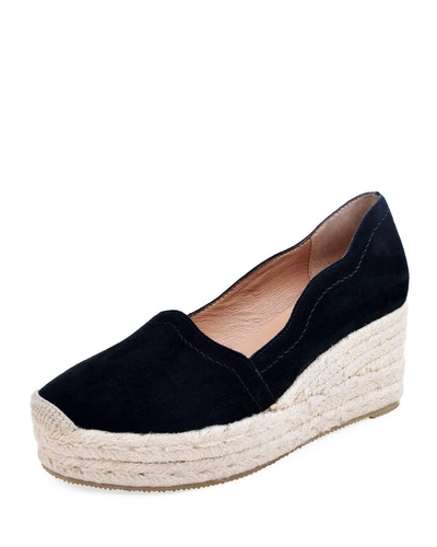 Bettye Muller Concept Reese Scalloped Suede Espadrilles, Black