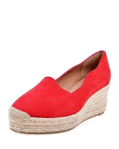 Bettye Muller Concept Reese Scalloped Suede Espadrilles, Red In Red Ribbon