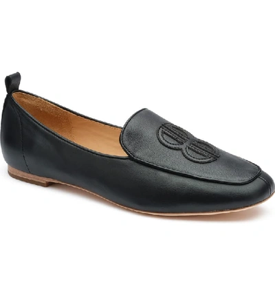 Bill Blass Aiden Leather Logo Flats In Black Leather